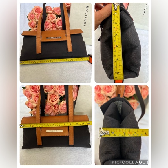 BVLGARI Leather & Canvas Shoulder Bag/ Handbag. Authentic - Picture 10 of 15